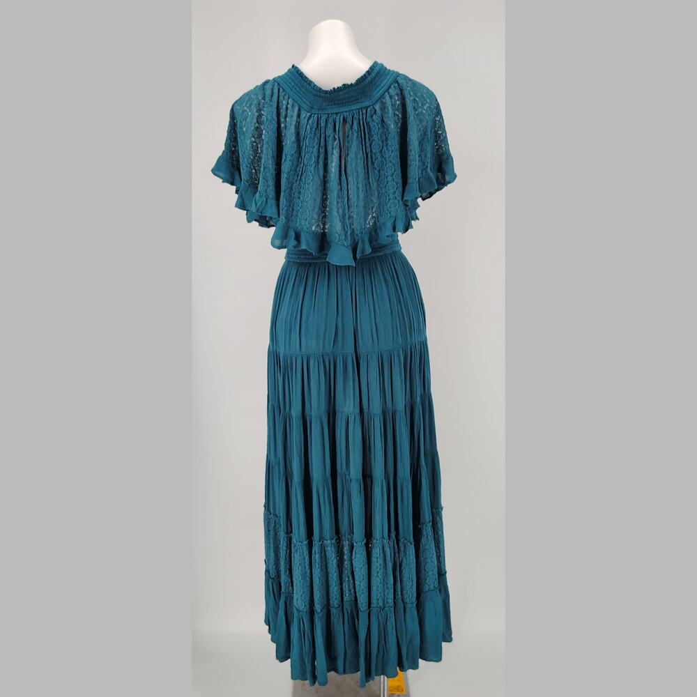 Free People Dancing On Air Lace Maxi Dress Lace Ruffle Boho High Low XS NWOT - Picture 4 of 16